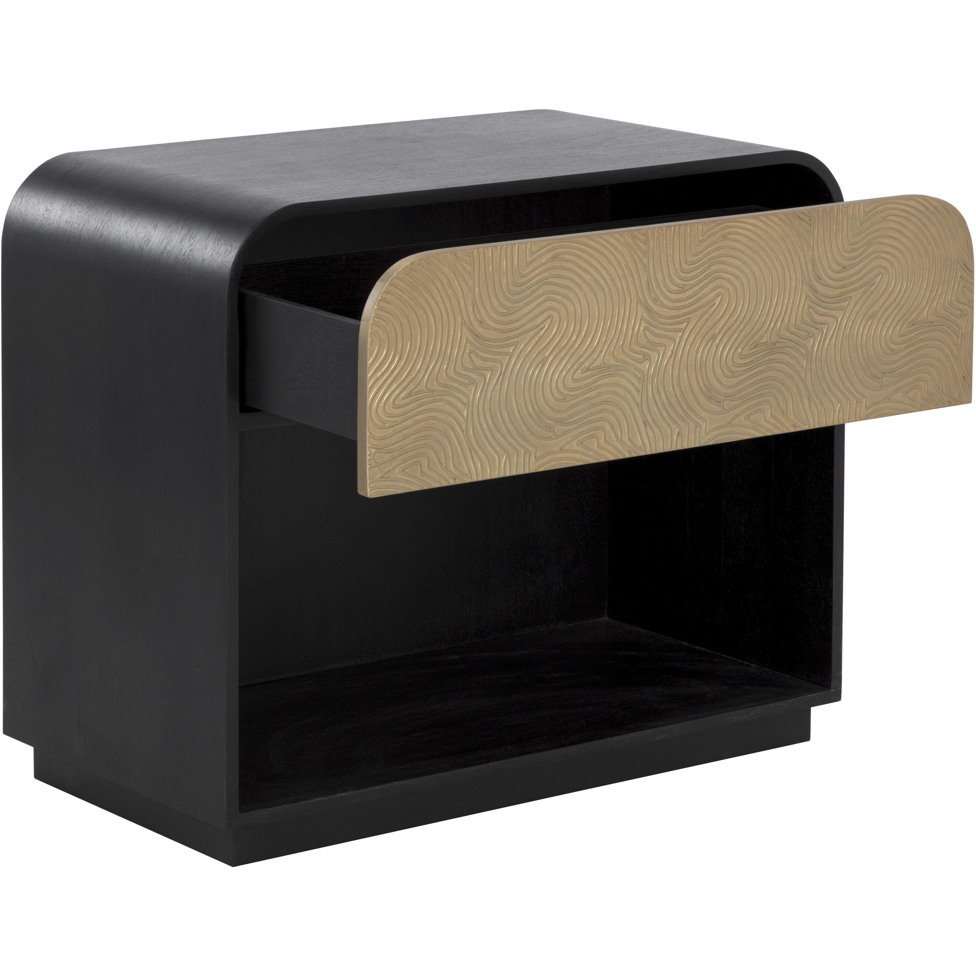 Algarve 34 X 28 inch Black / Champagne Gold Night Stand